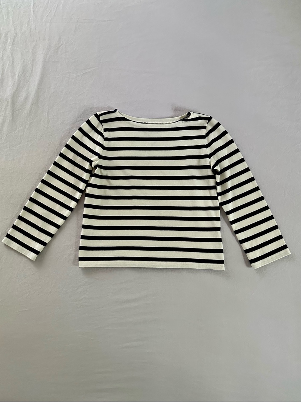 J.Crew Classic Fit Navy & Ivory Breton Stripe Long Sleeve Tee XS 100% Cotton